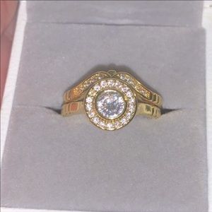 14k gold plated bridal ring set